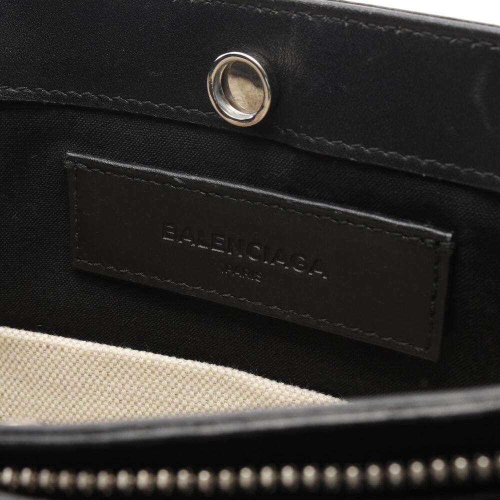 Balenciaga Navy Blue Pochette Shoulder Bag Canvas Leather Ivory White Black - Picture 4 of 9